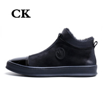 CK Plus Casual Mens Boots Lamb Fur Integrated Snowy Boots Genuine Leather Warm Martin Boots Mans Dane Hong Kong