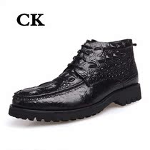 CK Fashion Martin Boots Genuine Leather Crocodile Tattoo High Bunch Shoes Lace 100 hitch male boots Chaudenie Hong Kong