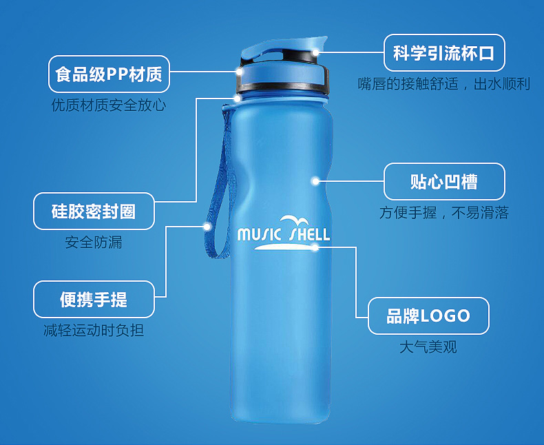 Beker Happy Island Sports Chai Thể dục nam Giới xu hướng sáng tạo Hàn Quốc Cúp nước cầm tay Nữ chà đơn giản bình nước tập gym cao cấp