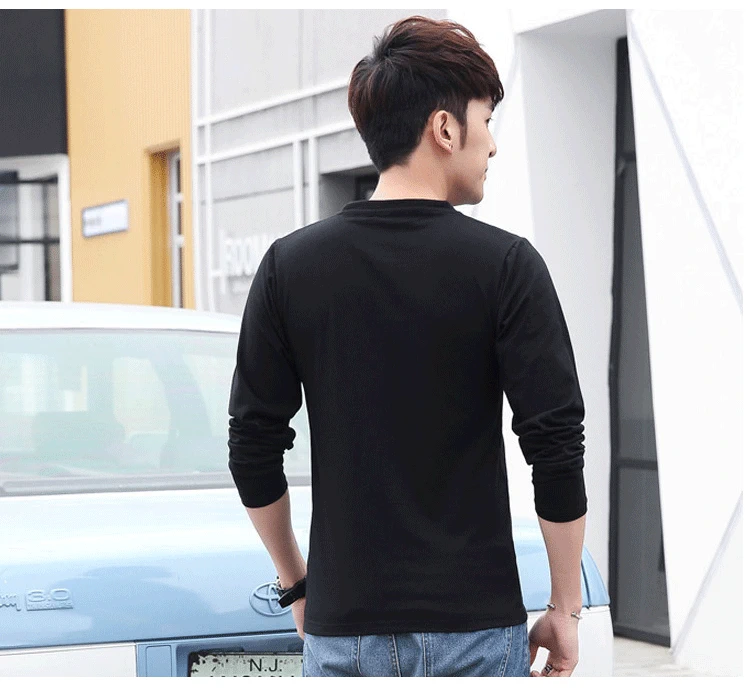 Nam dài tay t-shirt nam phần mỏng đáy áo mùa thu quần áo mùa xuân thanh niên sinh viên Hàn Quốc phiên bản 2018 mùa hè phần mỏng mùa hè áo thun nam