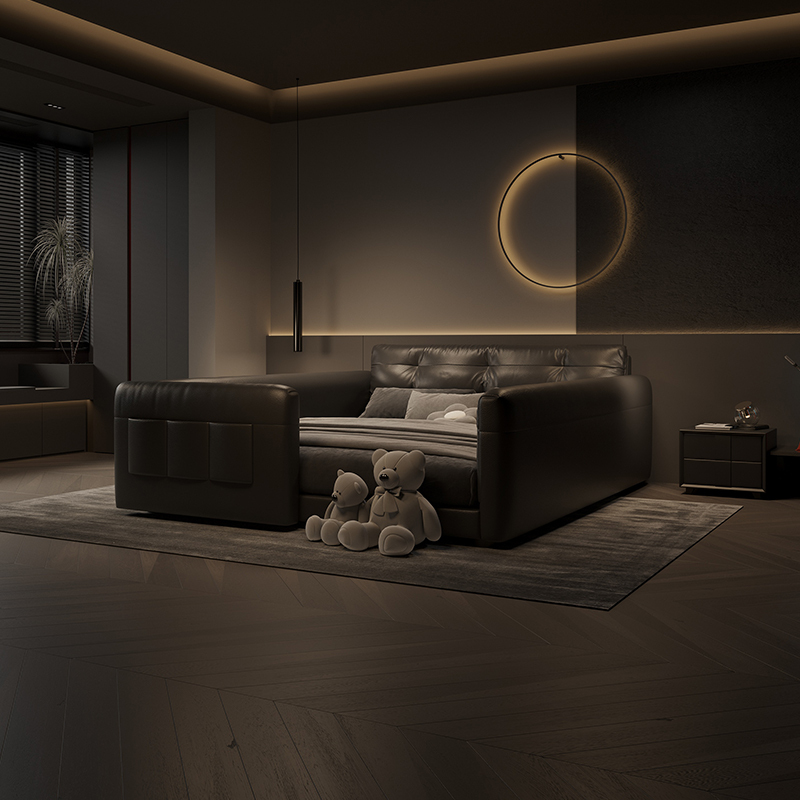 Minimalist Fairy Bed, Extra Large Soft Back Kidsren's Bed, Family Bed, Second Child Guardrail Bed, Family of Three or Four, Extra Large Bed