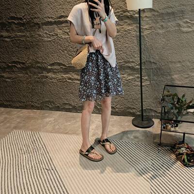 Retro floral chiffon skirt for women's summer new style, high waist, slim and versatile, elegant printed A-line short skirt