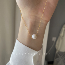 Upgraded Version Road Pass Necklace Design Sensation Small Crowdsourced Fresh Water Pearl Advanced Sensation 14K Bag Gold Lock Bone Chain Woman