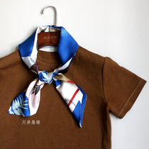 Kawasawa Set Brocade Morka Blue Island Real Silk Necklace Long Strip Silk Scarf with shirt big floating with high sense