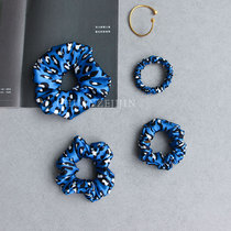 Kawasawa Set Brocade Blue BAO WEN High Level Sensual Silk Large Intestine Hair Ring Head Rope Women High-end Handmade Hair Accessories Customised