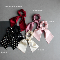 Heavy silk satin vintage atmospheric simple bow silk scarf Hairband quality high-end handmade hair accessories customized