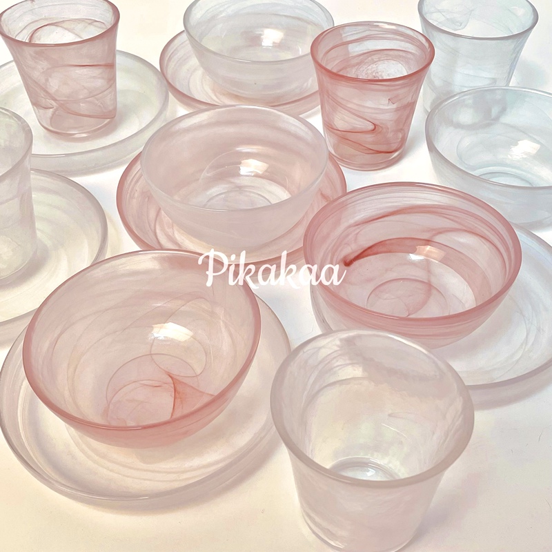 Pikakaa ins Pink Glass Bowl Household Tableware Set Breakfast Bowl Cereal Dessert Plate Asymmetrical Bowl and Plate Pikakaa ins Pink Glass Bowl Household Tableware Set Breakfast Bowl Cereal Dessert Plate Asymmetrical Bowl and Plate