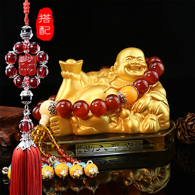 High-end car decoration new decorations Maitreya Buddha statue car center console supplies men's personalized car decoration