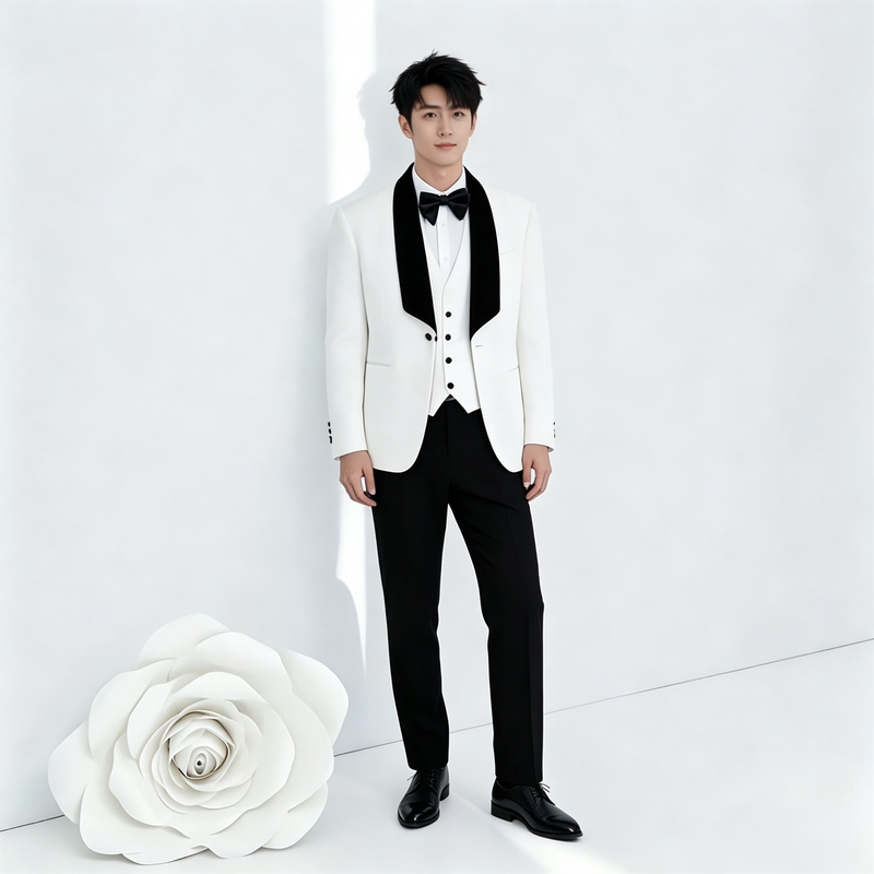 Photo Studio Photography Men's Suit Set Theme Travel Photography Three-Piece Set Fashion Slim-Fit Photography Suit