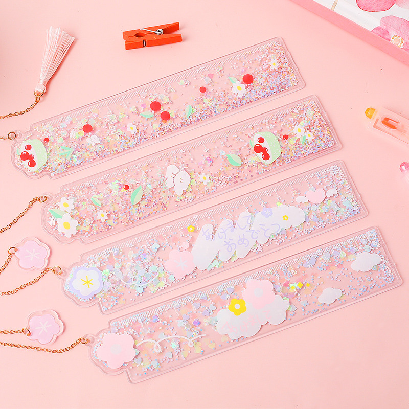 Oil bookmark ruler Creative ruler 15cm Cute small fresh elementary school student ruler cartoon Japan and Korea simple one year