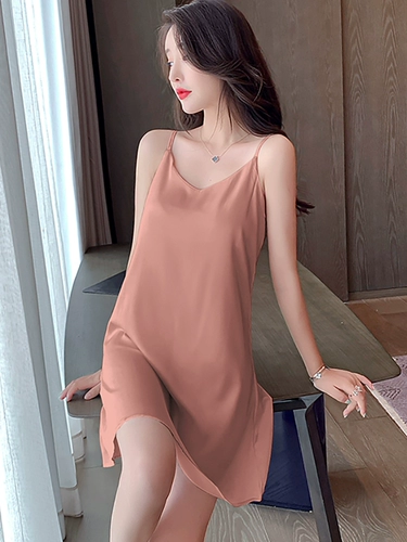 Летняя пижама, сексуальный шелковый тонкий топ с чашечками, юбка, городской стиль, изысканный стиль, популярно в интернете