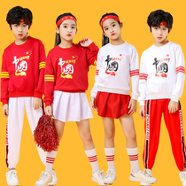 Children cheerleader acting out of the Primary School Games Performance Costume Girls Jazz Dance Patriotic Cheerleader