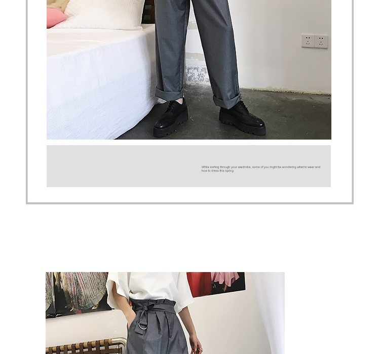 Mùa hè retro cao eo gấp quần mỏng Hàn Quốc giản dị thẳng nam mỏng phần tóc stylist quần hoang dã đồ nam đẹp