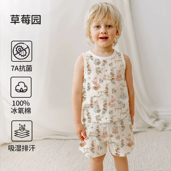 ELLE baby宝宝睡衣2026新款夏季男童女童儿童无袖婴儿背心家居服