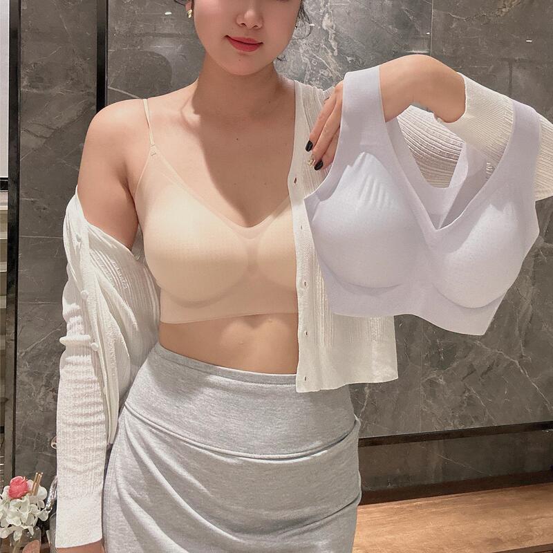 Li Xiaoxiao Summer Cool Thin Strap Seamless Vest for Large Busts, Minimizing and Anti-Sagging Bra