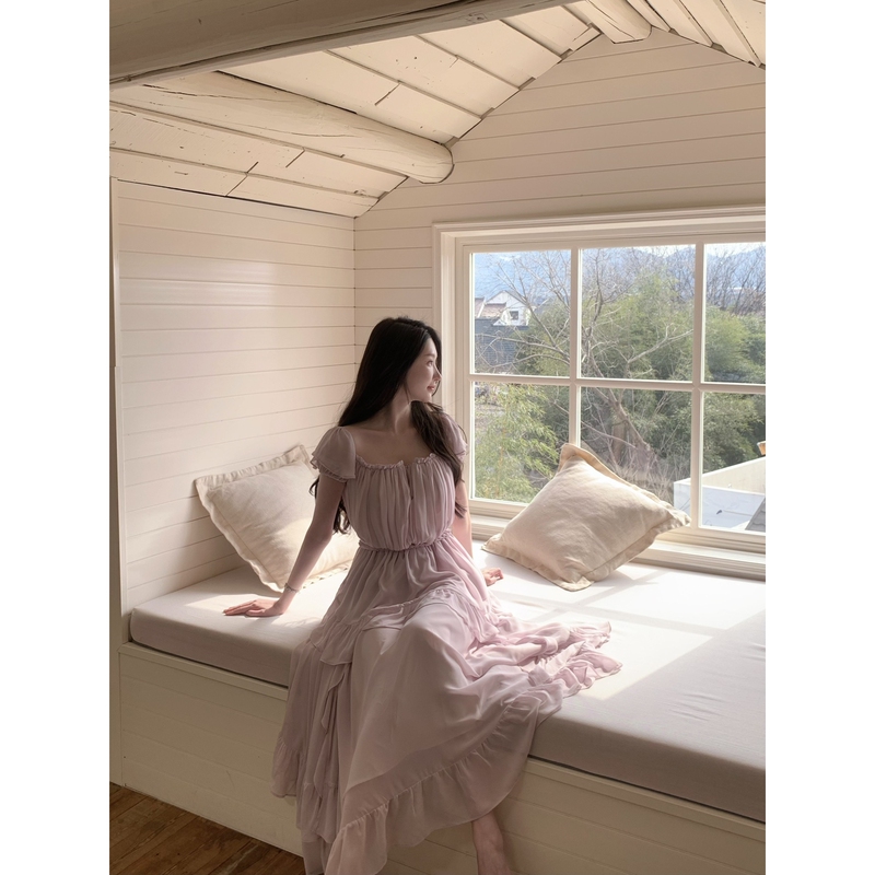 Chloe Wcouture High-End Fairy Dress, Lazy Atmosphere, Photogenic and Figure-Flattering Purple Long Dress