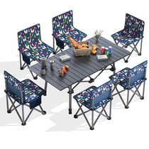 Wilderness Camping Outdoor Folding Table And Chairs Suit Picnic Camping Egg Roll Table Portable Fishing Chair Backrest Small Mazza Chair