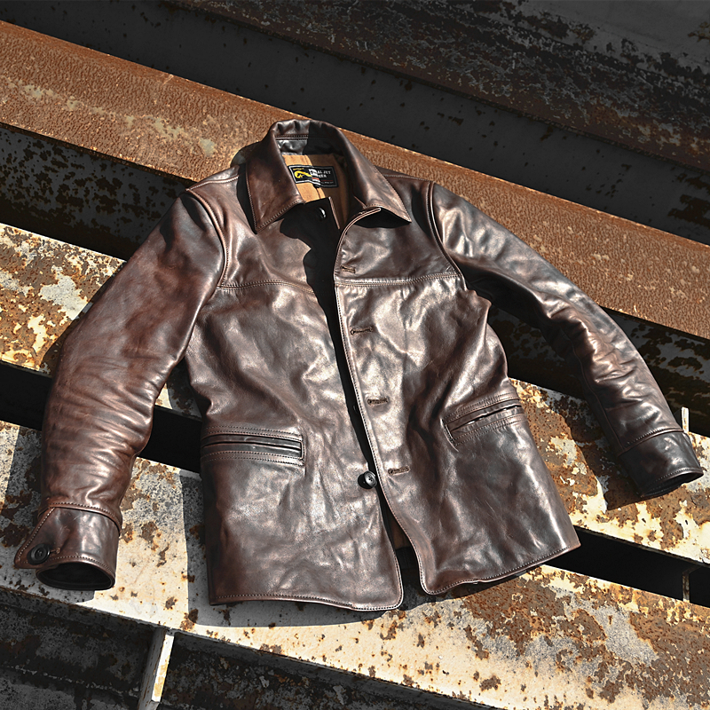 New Products Day Department Small CrowdDivision Gate Keeper Men's Clothing Old Vination Retro Trend Wax Dyeing Head Layer Mapleather Jacket Genuine Leather Leather Clothing