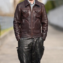 2 0 thick - grained vegetable head vegetable head coat American vintage mens Doza jacket leather coat