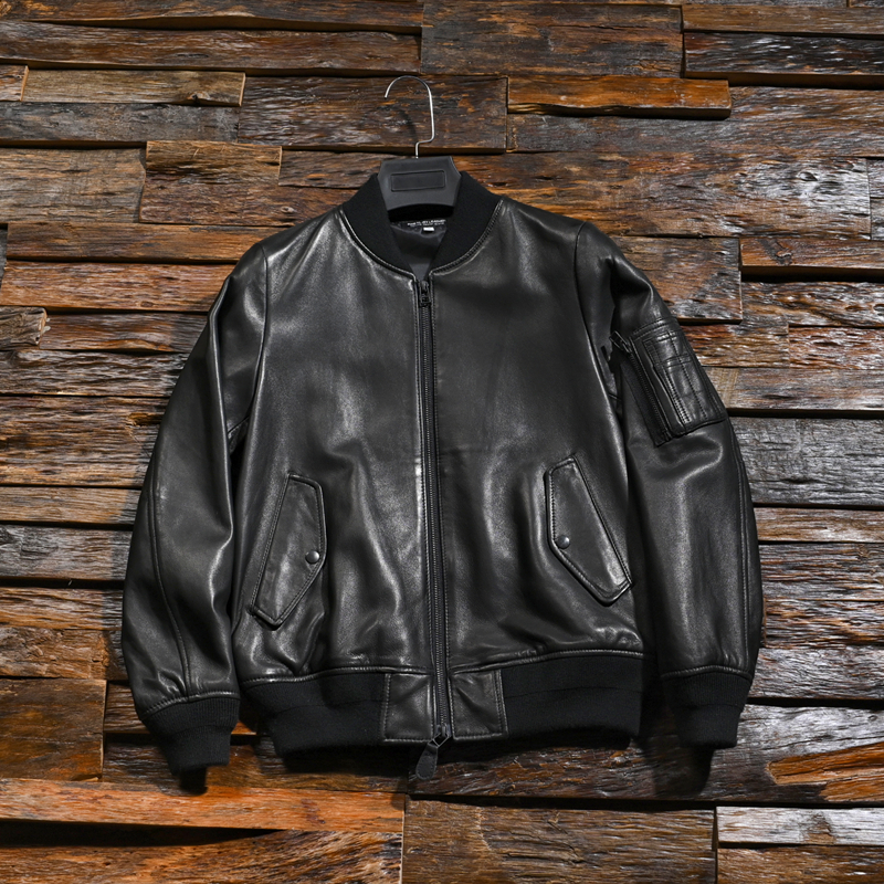 New Pint Dressing woman Clothing Head Layer Sheep Leather MA1 Short Air Force Flight Jacket Genuine Leather Leather Clothing Woman Spring Autumn Jacket