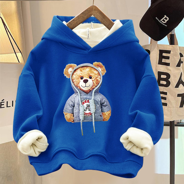 Plus velvet thick boys sweater girls warm top trendy baby foreign style 2022 autumn and winter new children's bottoming shirt