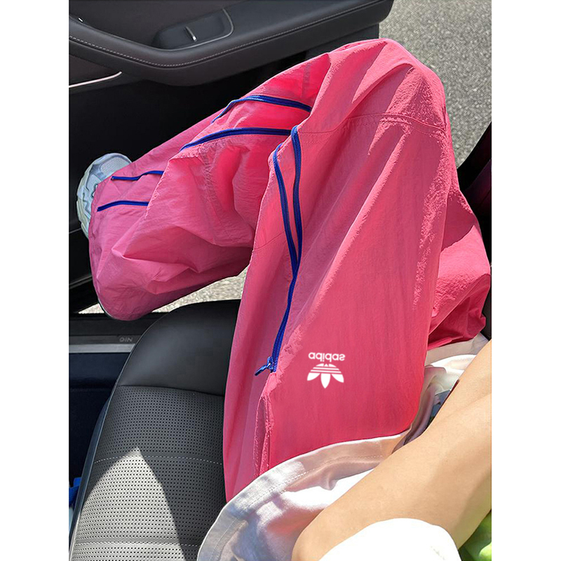 Summer Adidas Women's Casual Pants Color-Block Versatile Couple Wide-Leg Thin Sports Pants Men