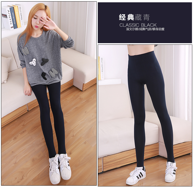 Mùa thu và đông xuân mô hình cộng với nhung dày cộng với nhung xà cạp là mỏng màu đen ấm dày thịt màu vớ pantyhose nữ quần tất hở bàn
