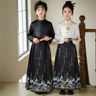 Children's Horse Face Skirt Men's Chinese Style Tang Suit