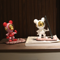 Astronaut Violent Bear Bear Mobile Phone Stand Office Desktop Decoration Ornament Bedside Table Practical Little Gift