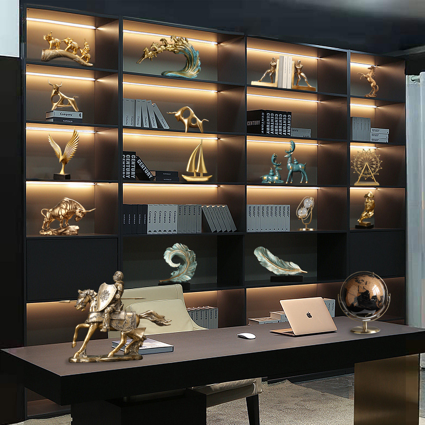 High-end office modern light luxury decoration boss leader desktop decoration living room high-end wine cabinet cabinet decoration