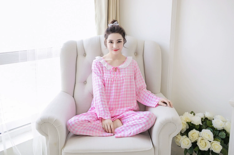 Đồ ngủ mùa xuân và mùa thu dệt bông lụa đồ ngủ nữ mùa hè dài tay phần mỏng cotton lụa dịch vụ nhà kích thước lớn điều hòa không khí dịch vụ thời trang nữ