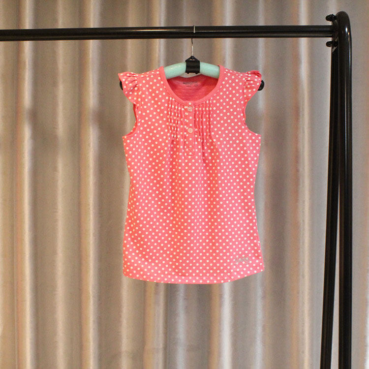 Babu * brand summer girls elastic polka dot round neck knitwear baby sleeveless button-up soft vest