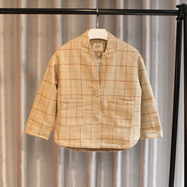 Mule brand counter spring and autumn Korean version of the girl short buckle thin plaid front short back long casual jacket