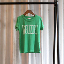 2021 summer new boys cotton round neck pullover short sleeve baby green sweat-absorbing breathable knitted shirt T-shirt