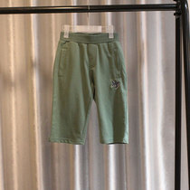 2021 summer new Korean boy cotton embroidered breathable knitted sweatpants casual straight baby Capri pants