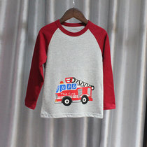 2021 autumn new boy boy cotton soft and comfortable breathable round neck color printing cartoon base T-shirt