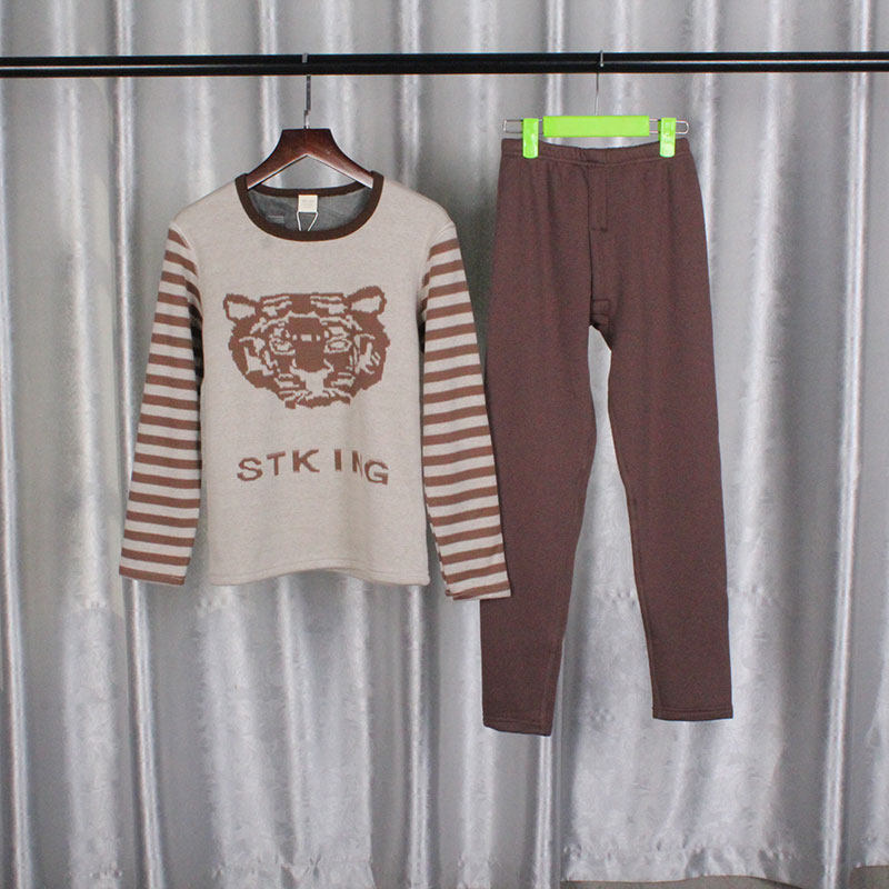 Sheng Kai ** Brands Winter Men's Great Boy Integrated Suede Warm And Soft Elastic Breathable Student Two Pieces Suit Home Conserved