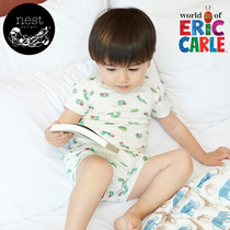 Eric Carle joint series avocado short-sleeved childrens homewear suit summer baby casual pajamas thin