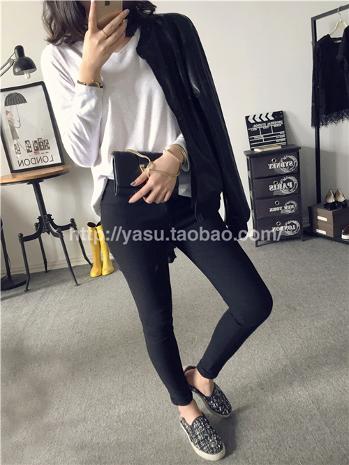 Mùa thu 2018 mới của Hàn Quốc thời trang hoang dã dây kéo đứng cổ áo khoác xe máy cardigan dài tay áo khoác da nữ thủy triều áo da nữ dáng dài đẹp