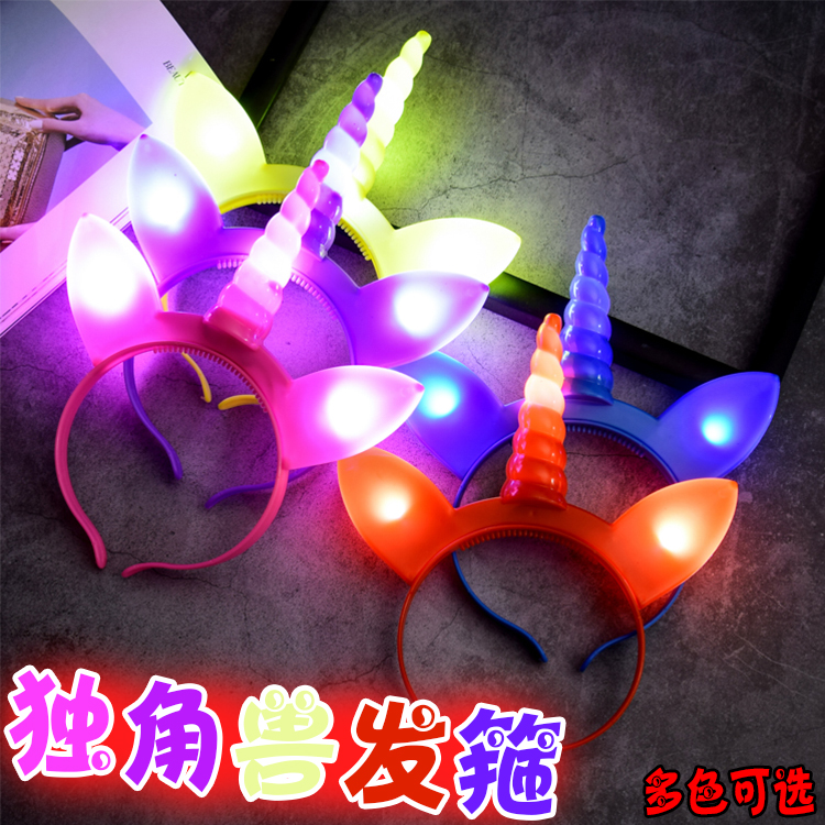 Shake Soundnet Red New Luminous Hair Stirrup Unicorn Flash Head Decoration Creative Children Show Girl Hair Stirrup Small Gift