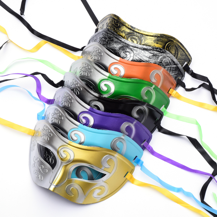 Children's Festival Retro Men Universal Nursery School Children Makeup Fake Side Dance Club Half-face Meet Bar Performance Mask