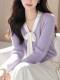 Authentic Brother's new 2026 spring and autumn gentle temperament purple wool sweater unique western style sweater top