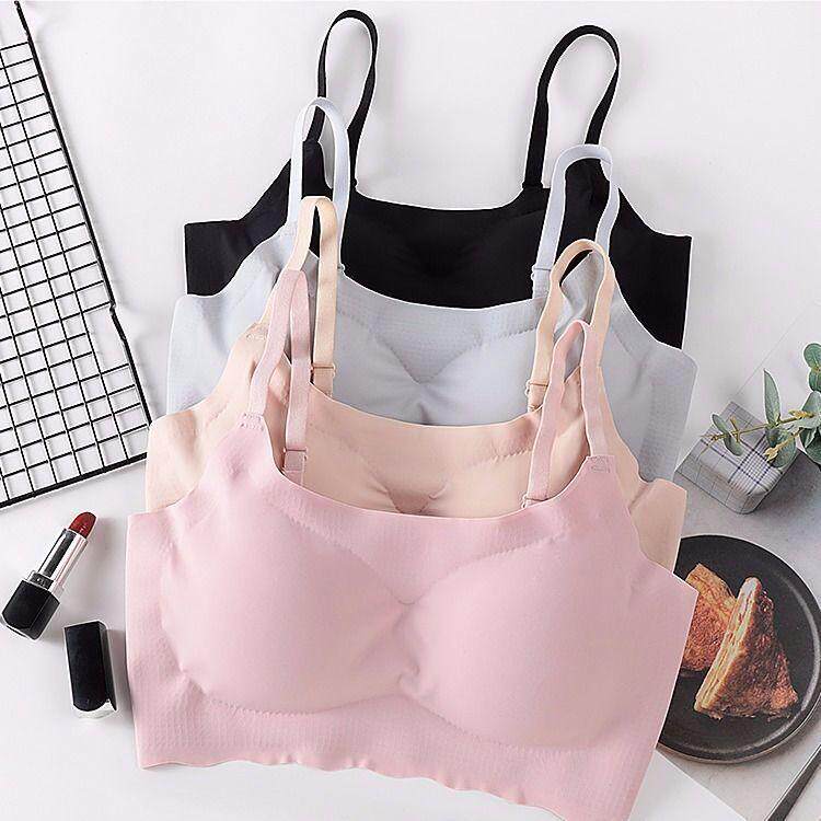 Japanese ice wire trace underwear female one-piece of motion shock proof gathering sleep bra beauty vest hanging thin