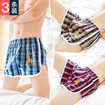 Summer Pure Cotton Arro Pants Loose Briefs Men Casual Beach Big Pants Slim Fit Youth Plaid At-home Shorts