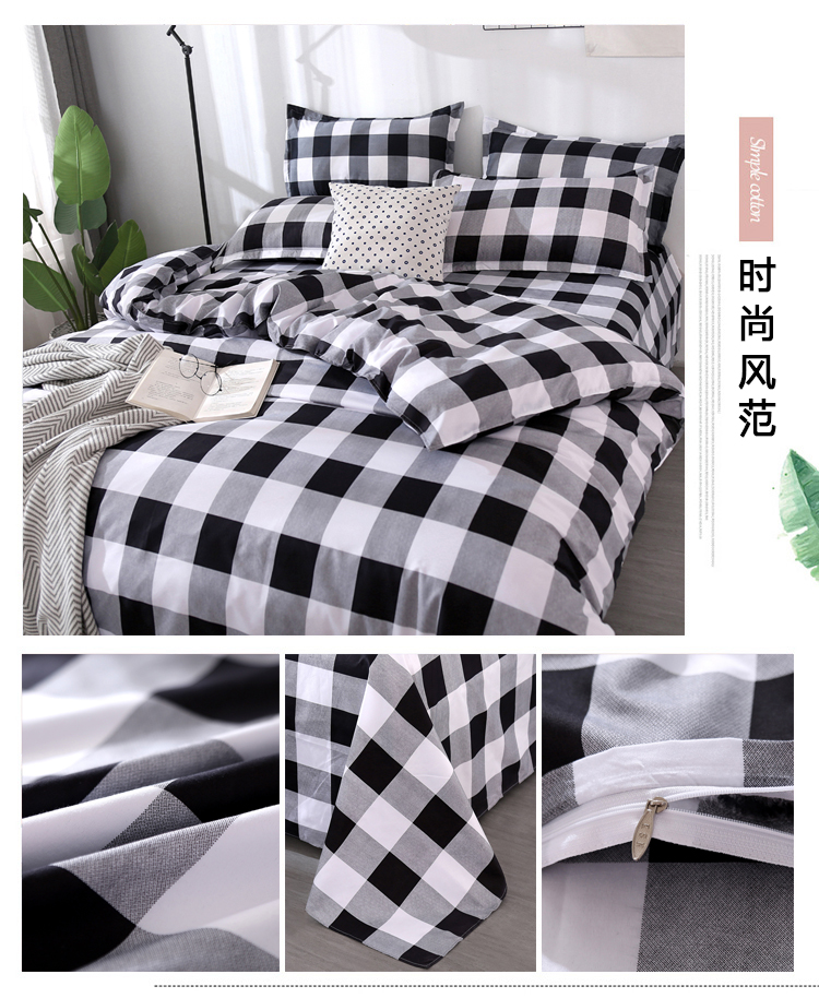 IKEA sọc kẻ sọc chăn trải giường giường ngủ ở một gia đình bốn 1,5 hoặc 1,8 đơn ký túc xá ba mảnh 1.2m - Bộ đồ giường bốn mảnh chăn ga gối đệm
