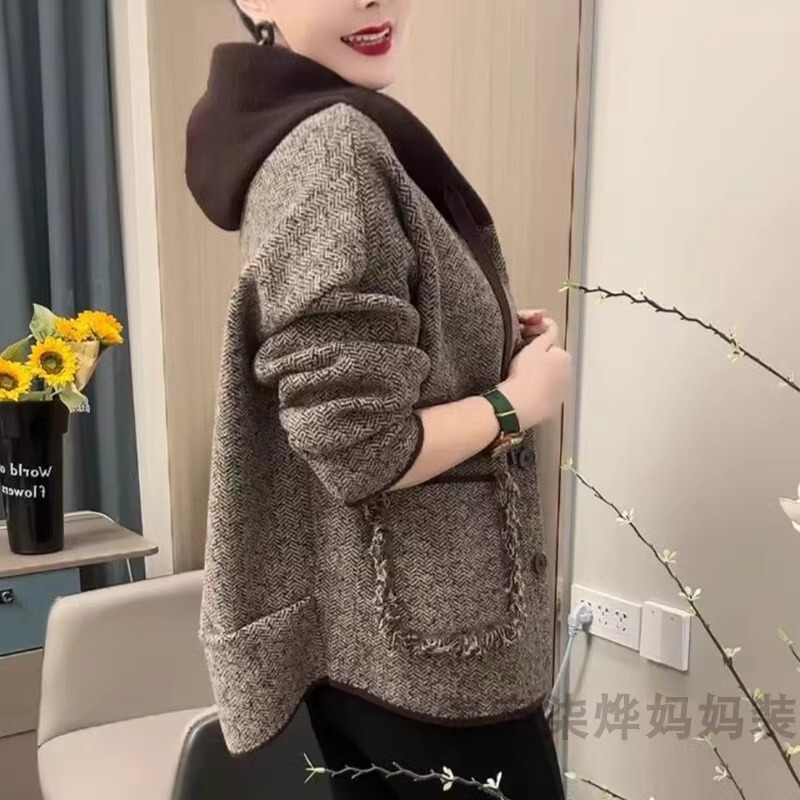 Trendy Short Jacket for Women, New Spring and Autumn Korean Style, Loose Fit, Slimming, Versatile, Stylish, Age-Reducing, Hooded Jacket Top