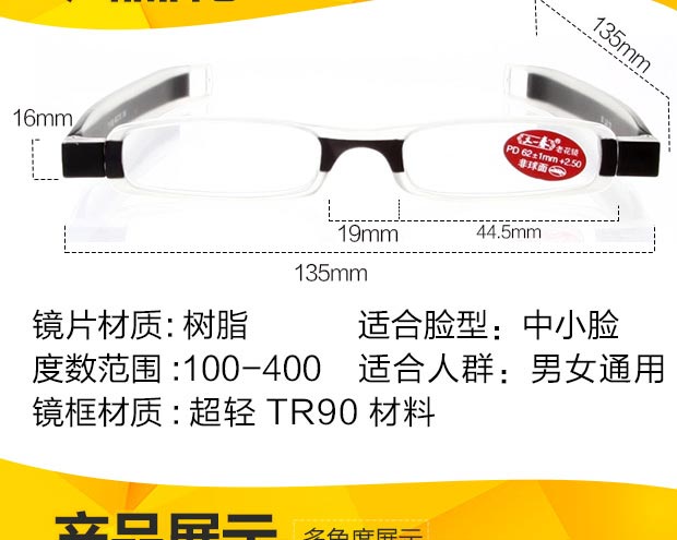 Kính đọc gấp siêu nhẹ cầm tay thời trang HD đơn giản nam nữ thoải mái 360 độ đọc kính xoay - Swiss Army Knife dao quân đội Thụy Sĩ