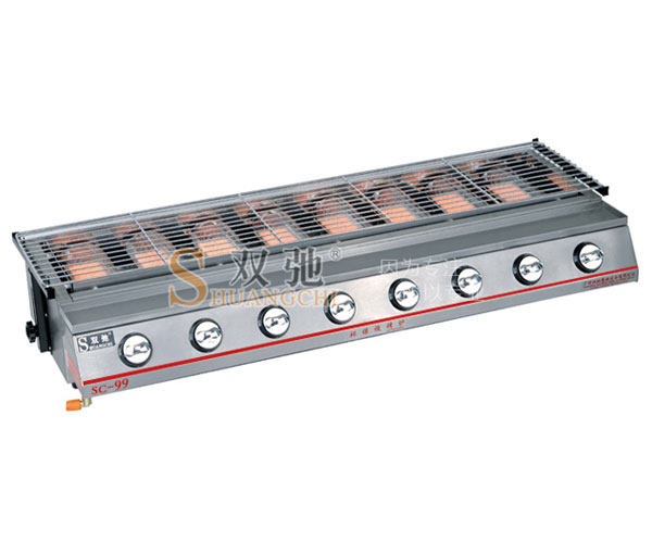 Double - Chip SC - 99 stainless steel eight - head gas barbecue commercial glass barbecue oven smoke - free barbecue