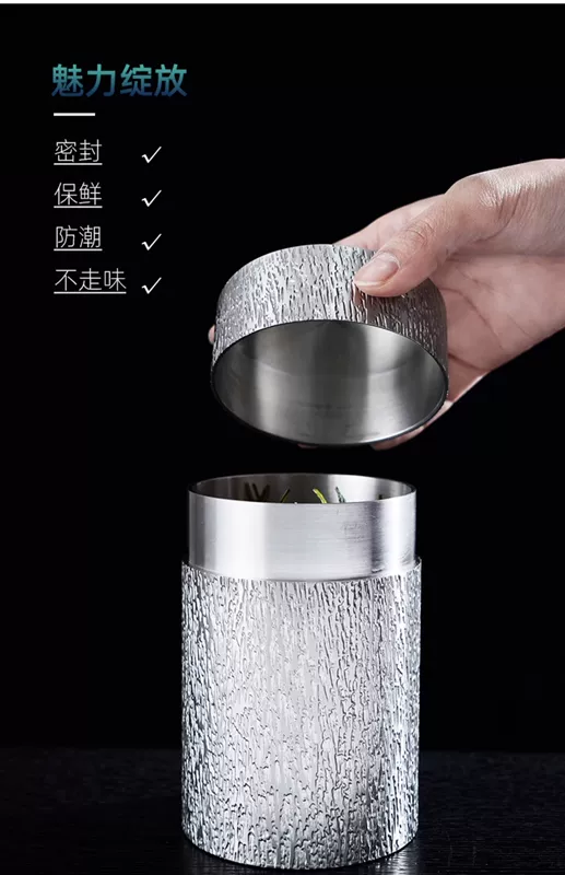 Lon thiếc rèn thủ công Banxilong, lon trà thiếc có độ tinh khiết cao, lon bảo quản trà kín thẳng, đồ thiếc cũ, Chunhui Tea Cang hũ sứ đựng trà