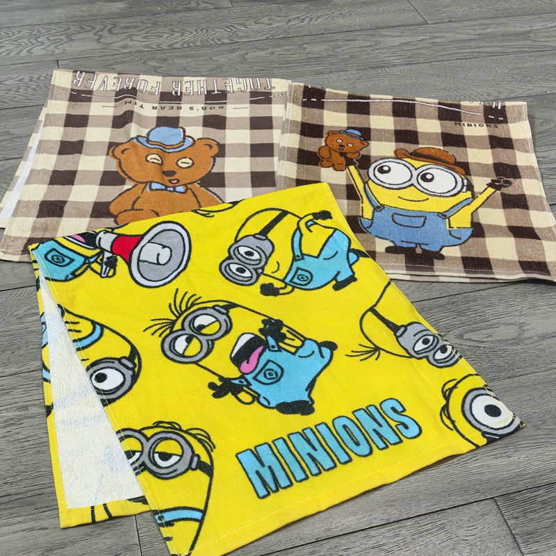 Towel Pure Cotton Minion Timi Bear Cute Cartoon Face Towel Rectangular Soft Thin Style Towel Pure Cotton Minion Timi Bear Cute Cartoon Face Towel Rectangular Soft Thin Style